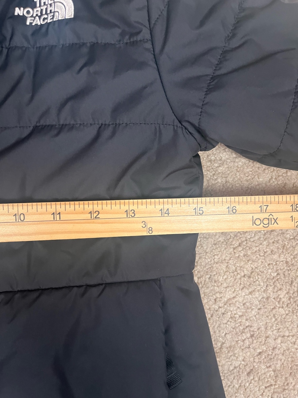 North Face Girls Reversible Mossbud Swirl Parka Jacket Size Medium Black Hooded - Picture 10 of 11